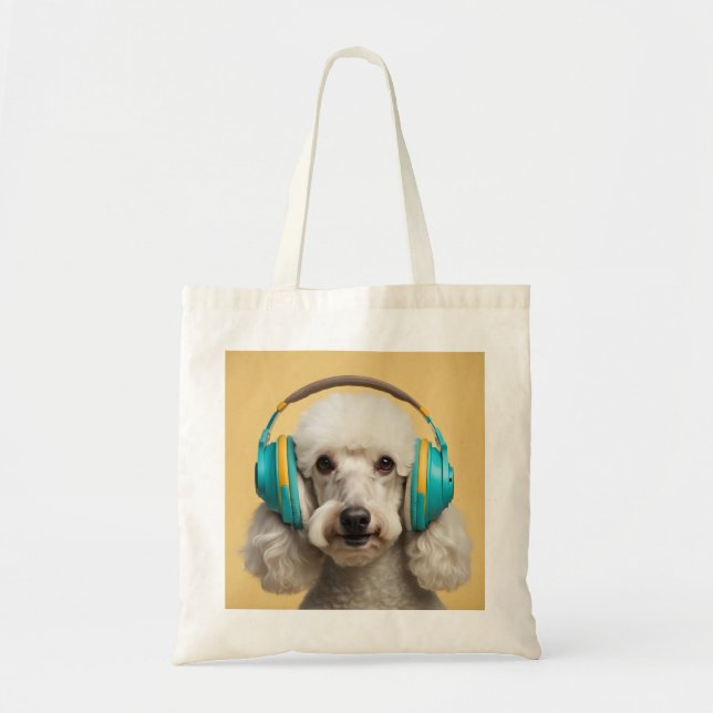 Poodle mit Kopfhörer Tragetasche (Vorne)