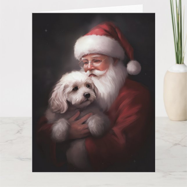 Poodle mit Weihnachtsmann Weihnachten Karte (Vorderseite)