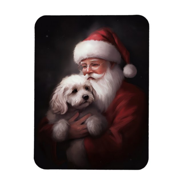 Poodle mit Weihnachtsmann Weihnachten Magnet (Vertikal)