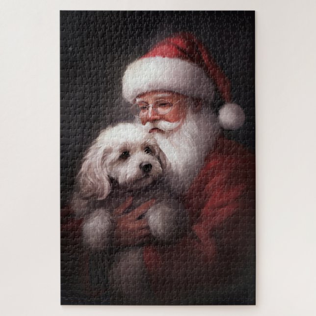 Poodle mit Weihnachtsmann Weihnachten Puzzle (Vertikal)