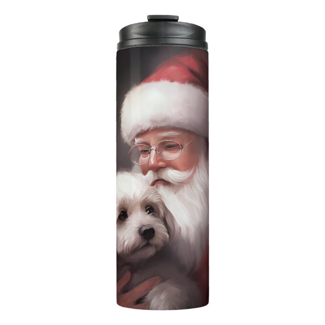 Poodle mit Weihnachtsmann Weihnachten Thermosbecher (Vorderseite)
