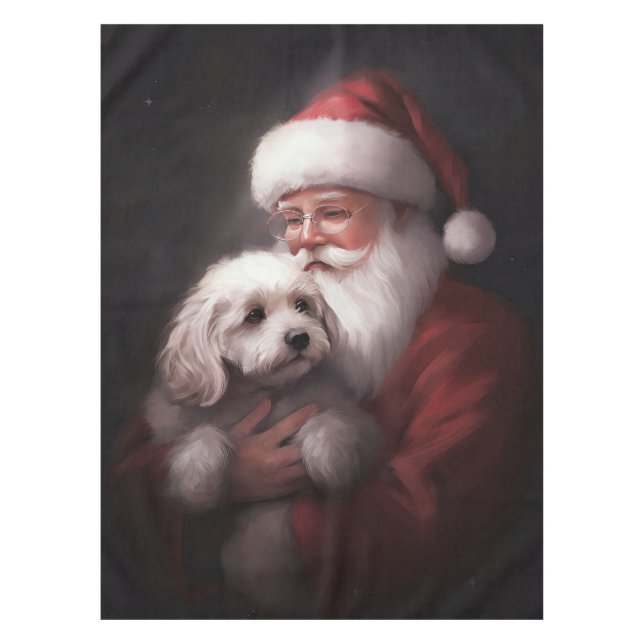 Poodle mit Weihnachtsmann Weihnachten Tischdecke (Vorderseite)