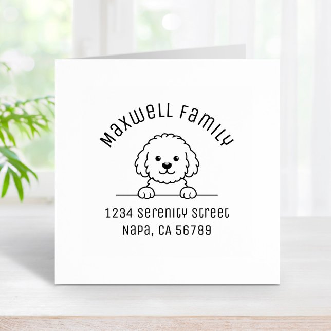 Poodle Mix Dog Doodle Pet Family Arch Address Gummistempel (Von Creator hochgeladen)
