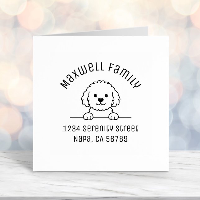 Poodle Mix Dog Doodle Pet Family Arch Address Permastempel (Von Creator hochgeladen)