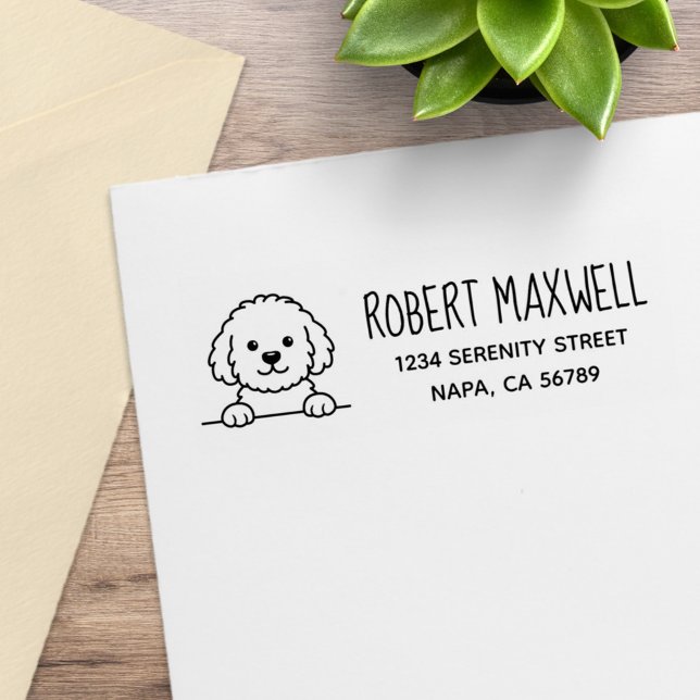 Poodle Mix Dog Doodle Pet Return Address Gummistempel (Von Creator hochgeladen)
