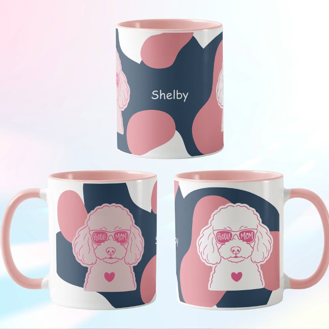 Poodle Mom Mug | Custom Name Pink Dog Sunglasses Tasse (Von Creator hochgeladen)