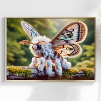 Poodle Moth Surreal Fluffy Moth Fantasy World Poster