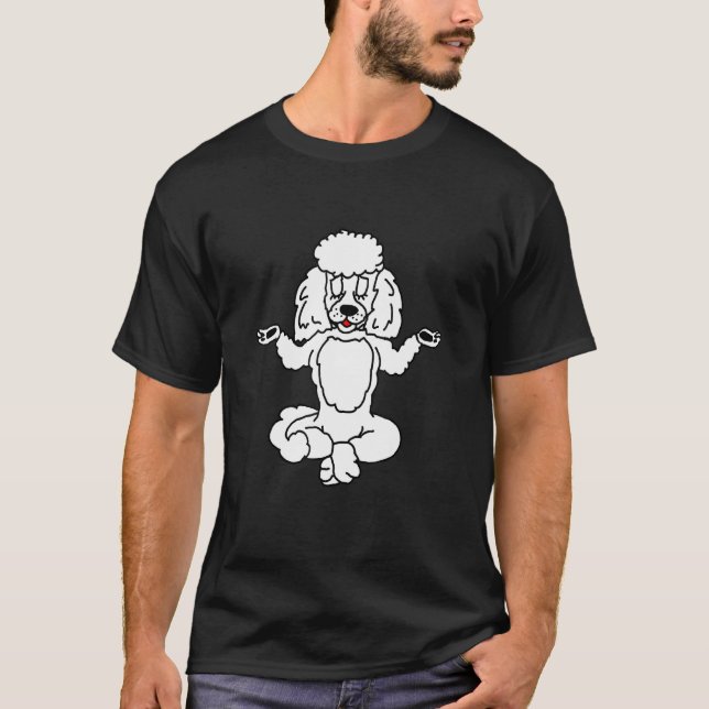 Poodle Motif, Niedliche Poodle Practices Yoga 1 T-Shirt (Vorderseite)