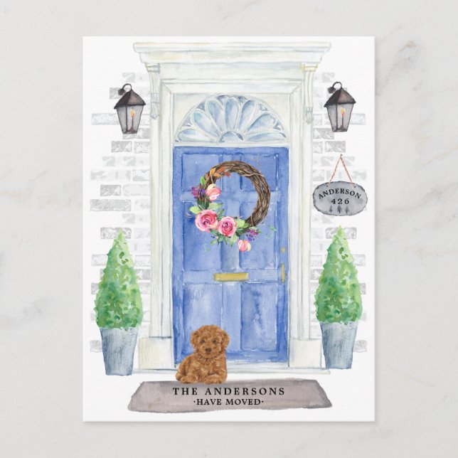 Poodle Moving Announction Postcard Postkarte (Vorderseite)