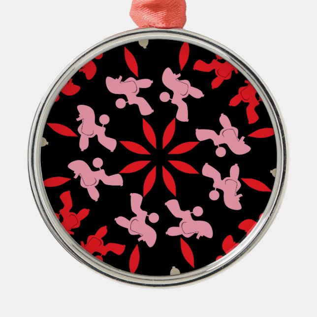 Poodle Muster Ornament Aus Metall (Vorne)