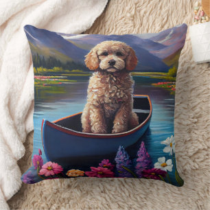 Poodle on a Paddle: Ein Landschaftliches Abenteuer Kissen