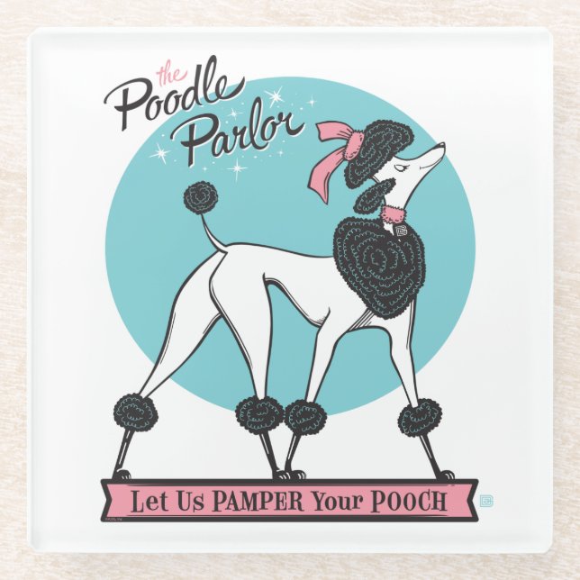 Poodle Parlor Glasuntersetzer (Vorderseite)