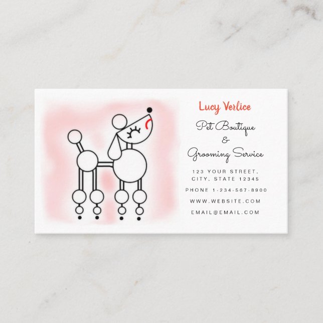 Poodle Parlor Pet Grooming Boutique Business Card Visitenkarte (Vorderseite)