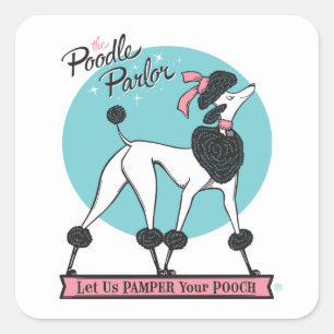 Poodle Parlor Quadratischer Aufkleber