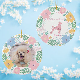 Poodle Pastel Pink Custom Photo & Name Memorial  Keramik Ornament