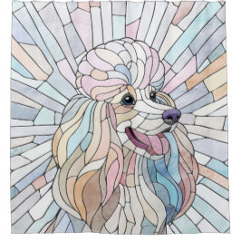 Poodle - pastellfarbene Mosaik Duschvorhang