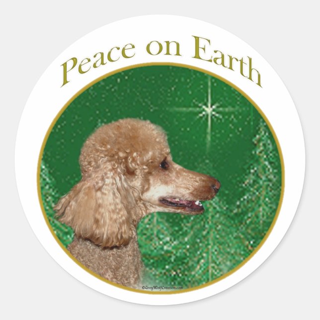 Poodle Peace Runder Aufkleber (Vorderseite)