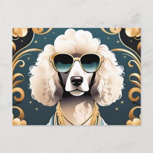 Poodle Portrait mit Sonnenbrille Postkarte