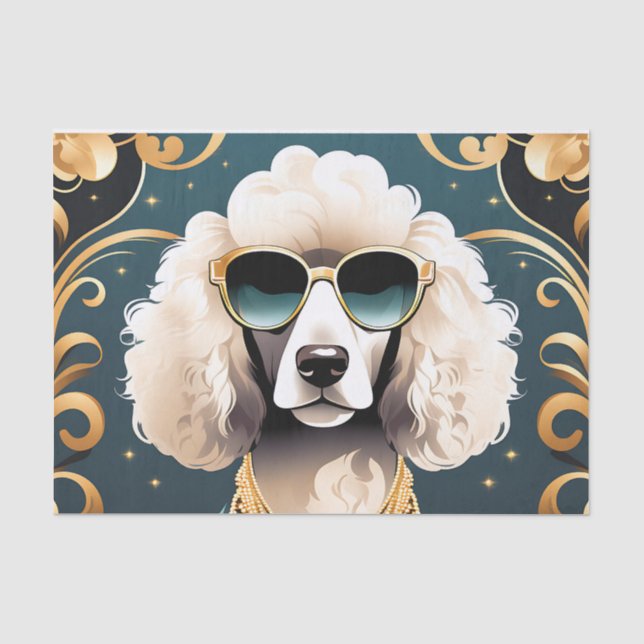 Poodle Portrait mit Sonnenbrille Seidenpapier (Vorderseite)