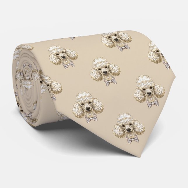 Poodle Portrait Necktie – Luxury Dog Lover Style Krawatte (Gerollt)