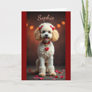 Poodle Portrait with Heart Bows Valentine's Day Karte