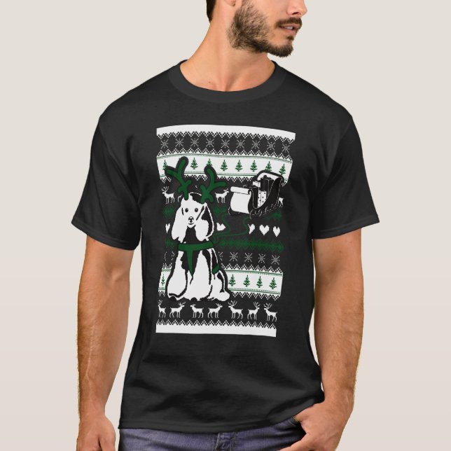 Poodle Pulling Santa Claus Sleigh T-Shirt (Vorderseite)