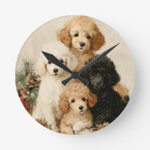 Poodle Puppies Vintage Christmas
