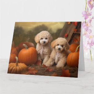 Poodle Puppy Autumn Delight Pumpkin Karte