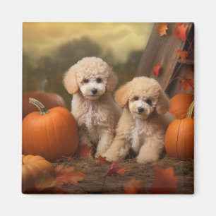 Poodle Puppy Autumn Delight Pumpkin Magnet