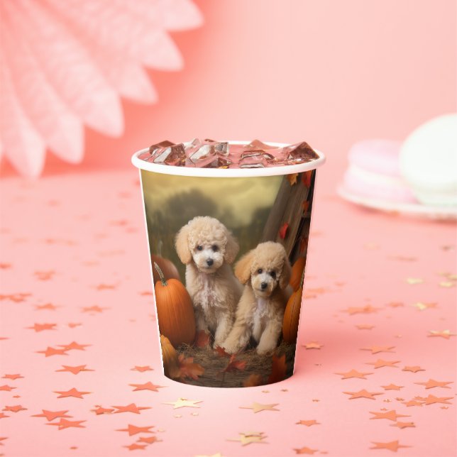 Poodle Puppy Autumn Delight Pumpkin Pappbecher (Insitu)
