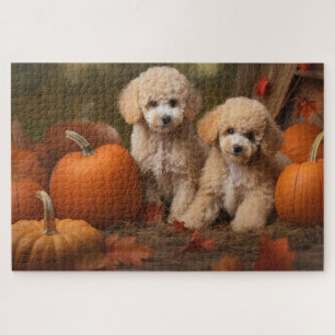 Poodle Puppy Autumn Delight Pumpkin Puzzle