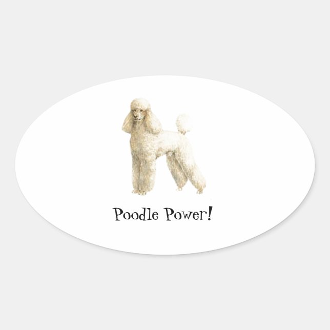 Poodle — Puppy Clip Ovaler Aufkleber (Vorderseite)