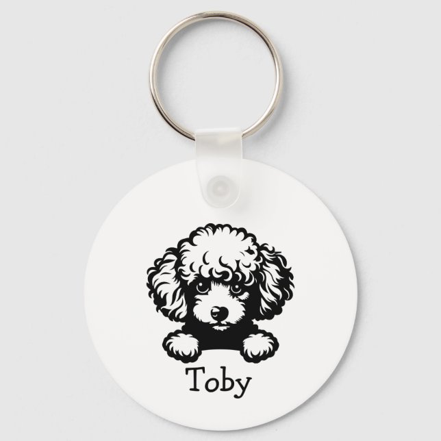 Poodle Puppy Personalisiert Theme Schlüsselanhänger (Vorderseite)