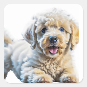 Poodle Puppy Quadratischer Aufkleber