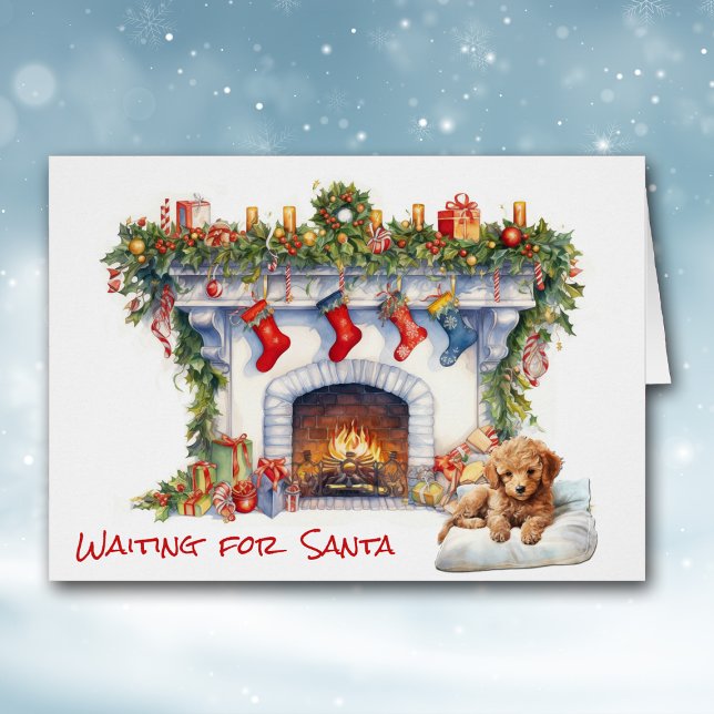 Poodle Puppy Wartete am Weihnachtsfeuer (Von Creator hochgeladen)