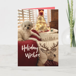 Poodle Reindeer Christmas Tre Folded Greeting Card Karte