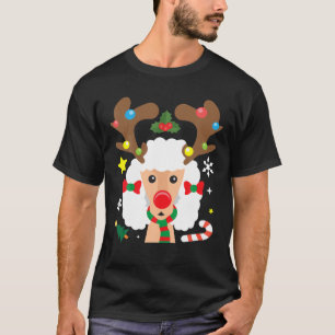 Poodle Reindeer Funny Niedlich Hund Mama Vater Wei T-Shirt