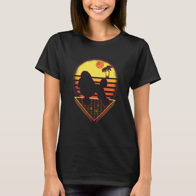 Poodle Retro Sunset Vintage  Dog T-Shirt (Vorderseite)