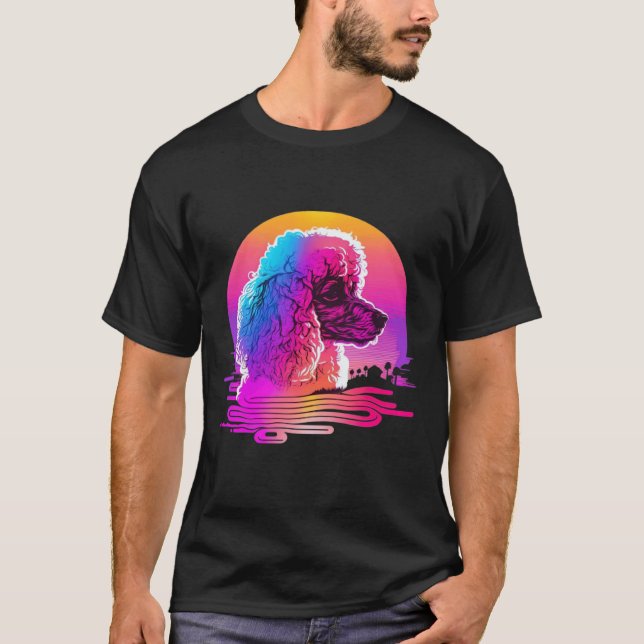 Poodle Retro Synthwave 80er Ästhetik T-Shirt (Vorderseite)