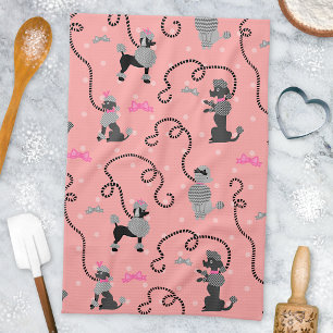 Poodle Rock Retro Rosa und Schwarz 50er Jahre Must Handtuch