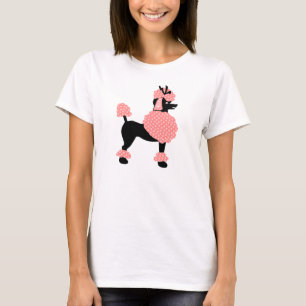 Poodle Rock Retro Rosa und Schwarzer 50er Hund T-Shirt