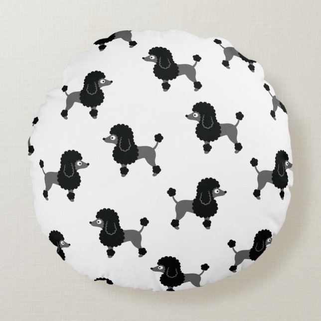Poodle Round Pillow Rundes Kissen (Vorderseite)
