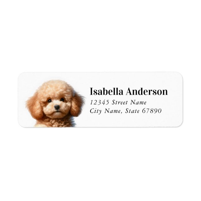Poodle Rücksendeadressen-Aufklebers (Vorne)