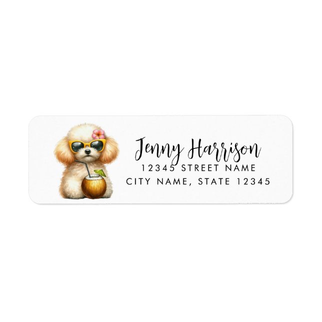 Poodle Rücksendeadressen-Aufklebers (Vorne)