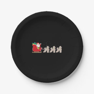 Poodle Santa Christmas Sleigh - Funny Poodle Xmas Pappteller