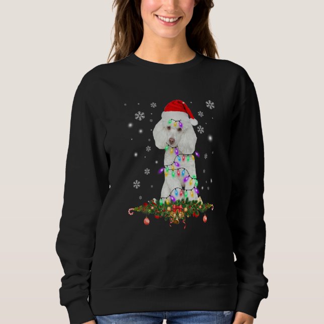 Poodle Santa Christmas Tree Lights Xmas Sweatshirt (Vorderseite)