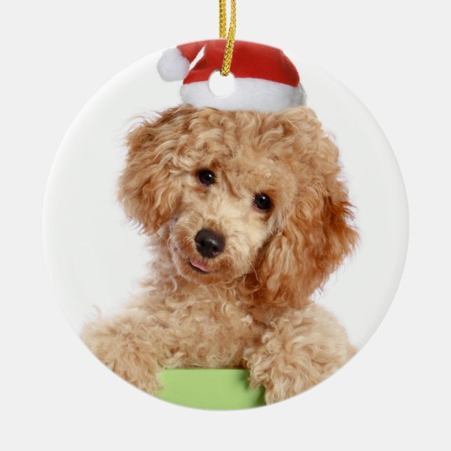 Poodle Santa Keramik Ornament (Vorne)