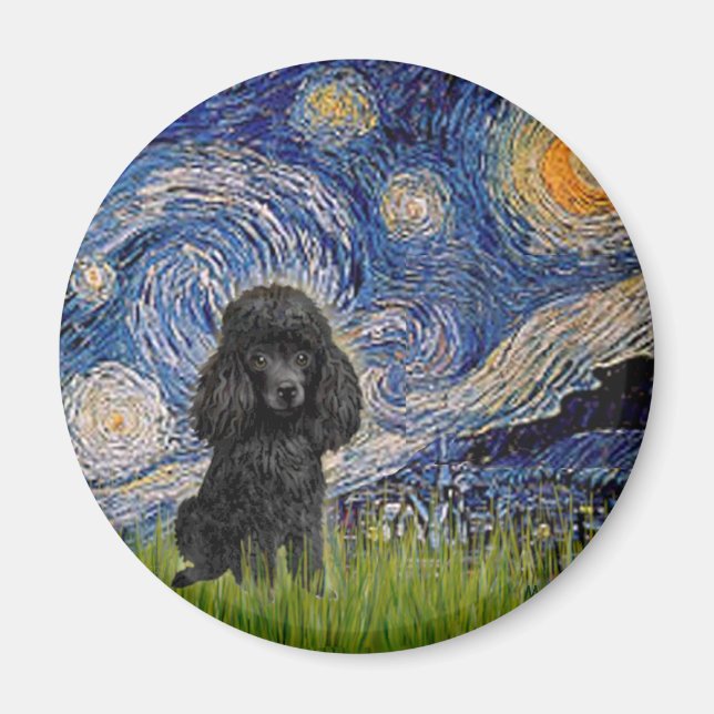 Poodle (schwarz 1) - Starry Night Magnet (Vorne)
