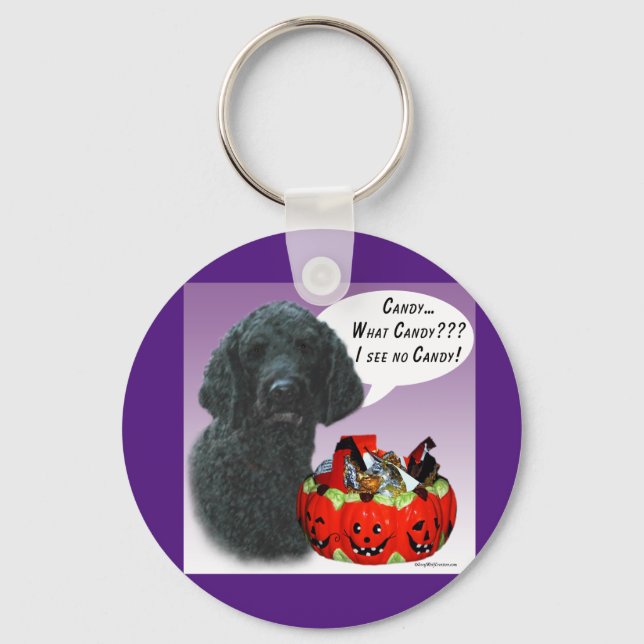 Poodle (schwarz) Halloween Candy Schlüsselanhänger (Vorderseite)
