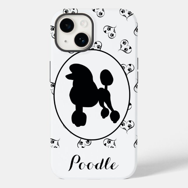 Poodle-Silhouette-Herz und Paw-Drucke Case-Mate iPhone Hülle (Rückseite)